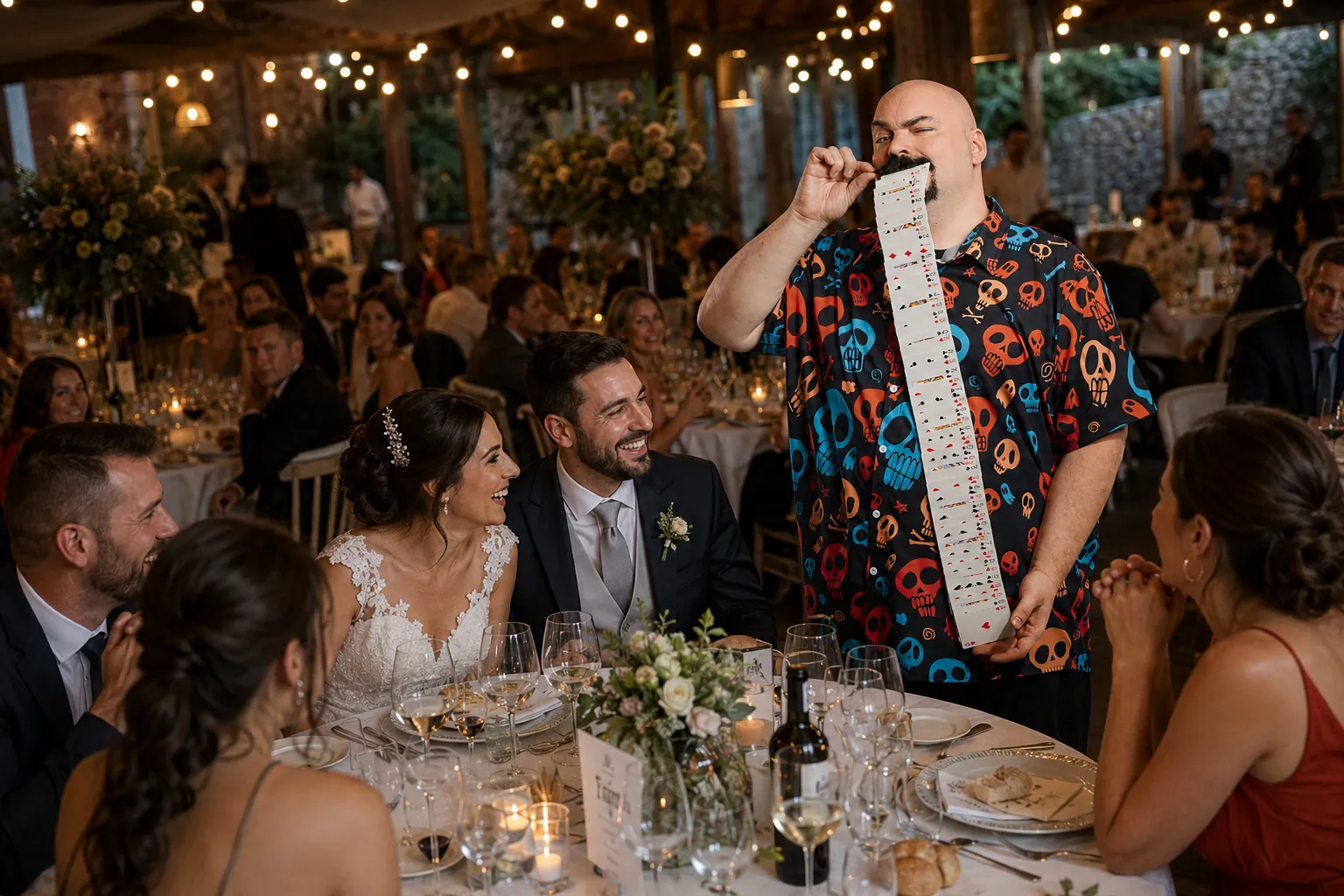 Enzo Lorenzo haciendo magia de cerca en una boda